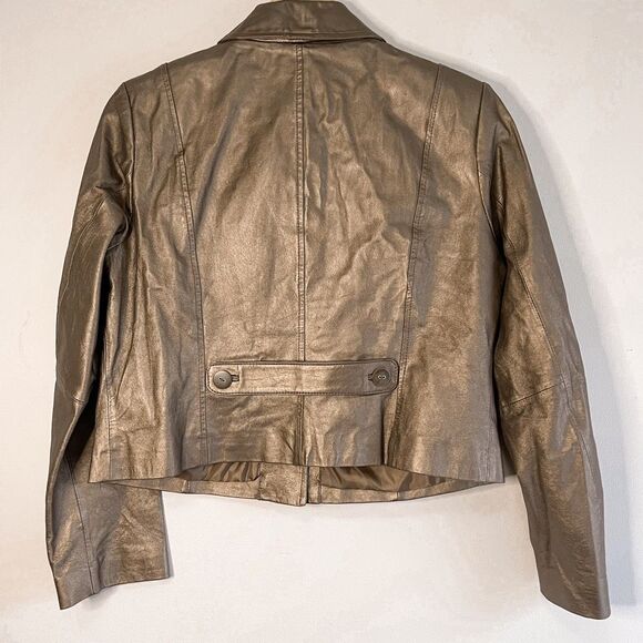 Vintage Metallic Bronze B Collection Leather Jacket Size LP - Picture 2 of 7